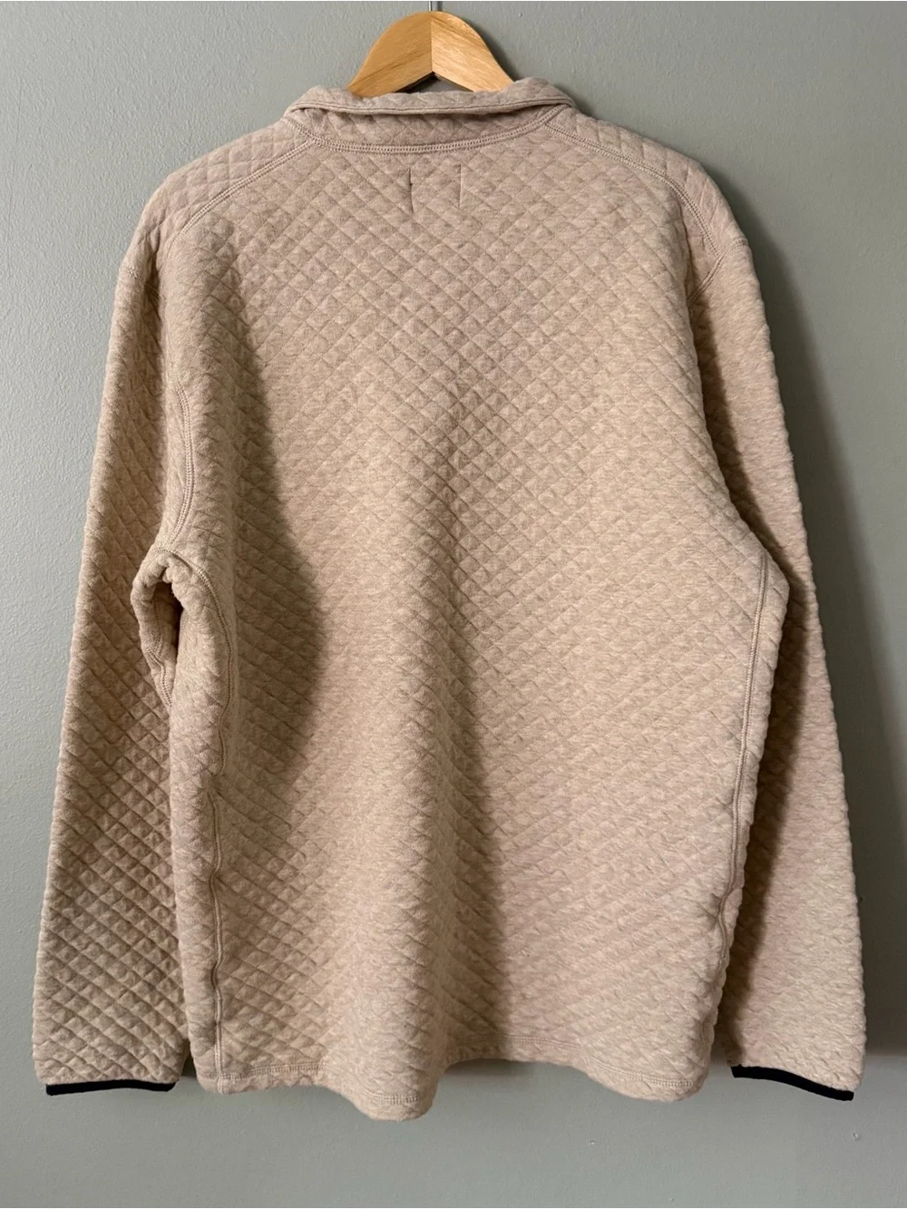 J.Crew Authentic Fleece Quilted Quarter Zip Pullover Sweater Oatmeal Heather XL